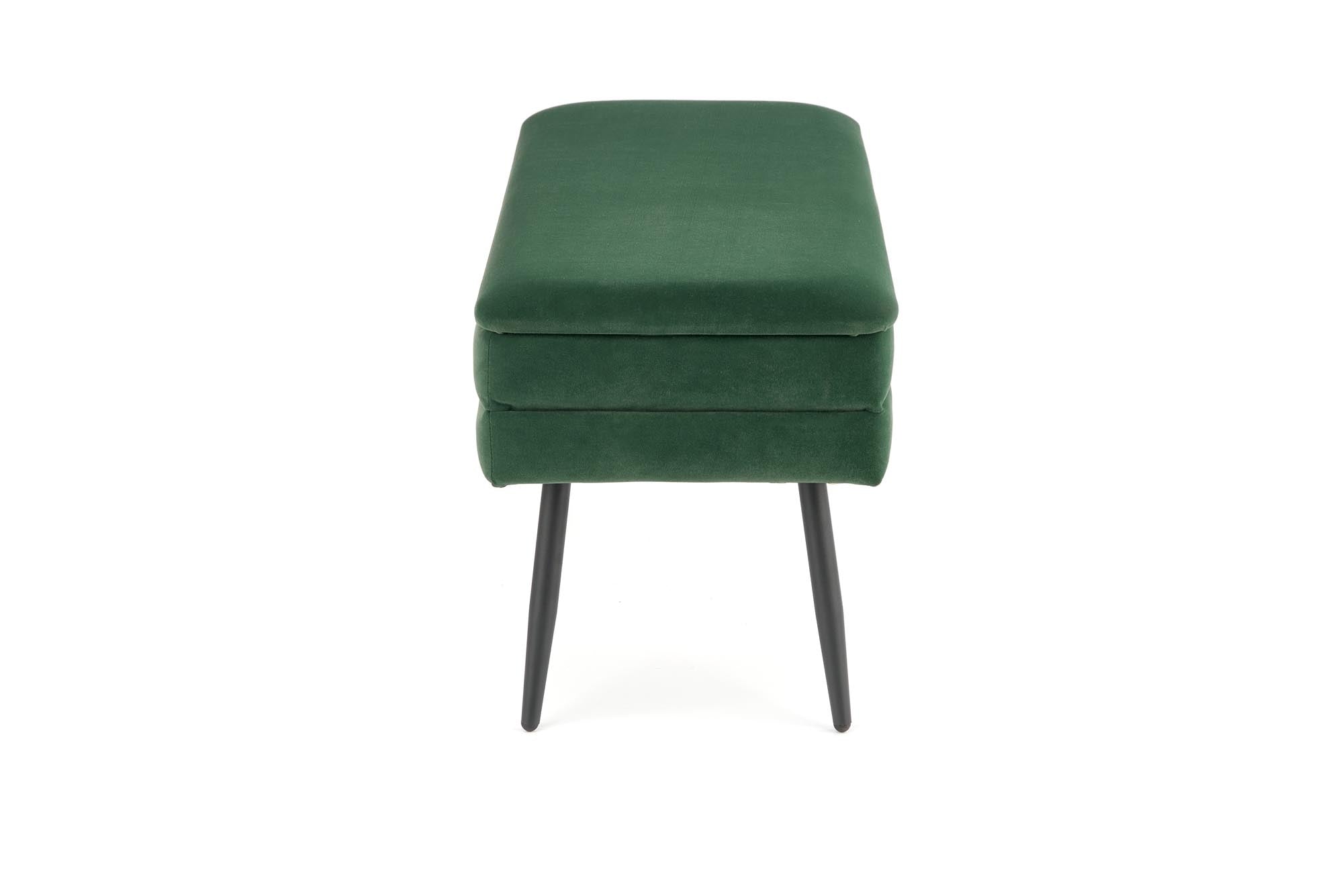 Banca cu spatiu de depozitare, tapitata cu stofa si picioare metalice, Velante Velvet Verde Inchis / Negru, l78xA42xH37 cm (4)