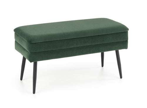 Halmar Banca cu spatiu de depozitare, tapitata cu stofa si picioare metalice, Velante Velvet Verde Inchis / Negru, l78xA42xH37 cm