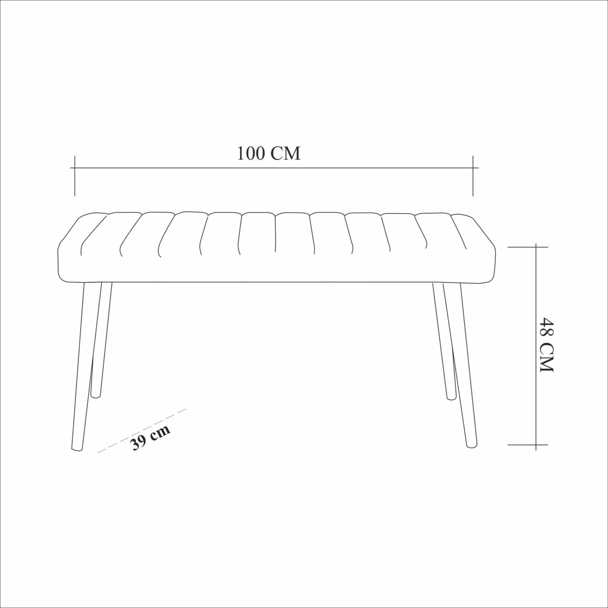 Asir Banca tapitata cu stofa si picioare din lemn, Stormi Velvet Gri / Alb, l100xA39xH48 cm