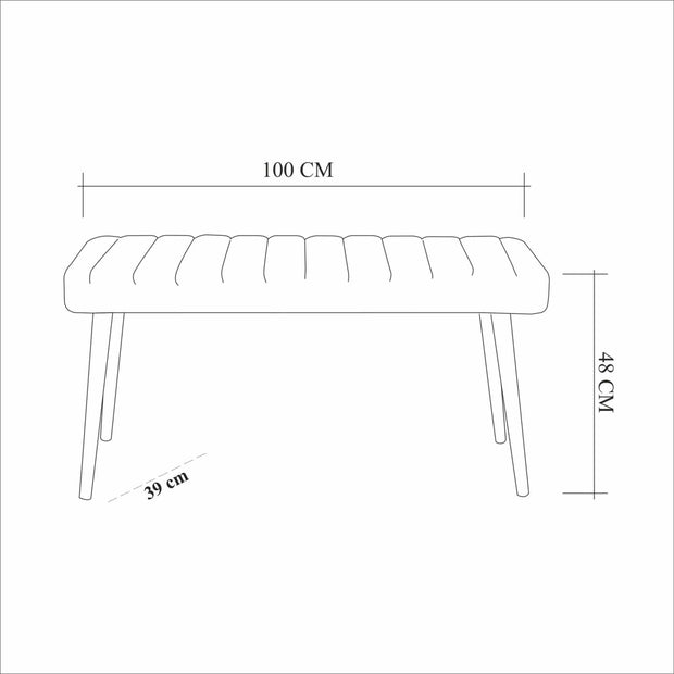 Asir Banca tapitata cu stofa si picioare din lemn, Stormi Velvet Gri / Alb, l100xA39xH48 cm