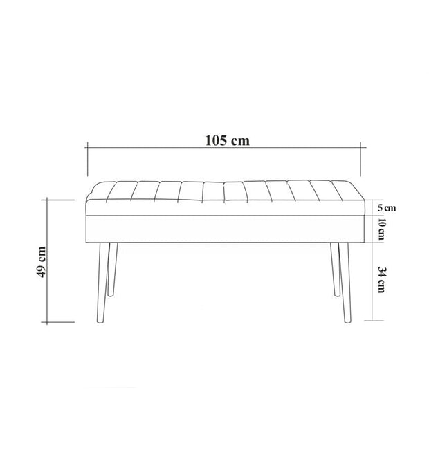 Asir Banca tapitata cu stofa si picioare din lemn, Vina 0701 Velvet Gri / Alb, l110xA40xH50 cm