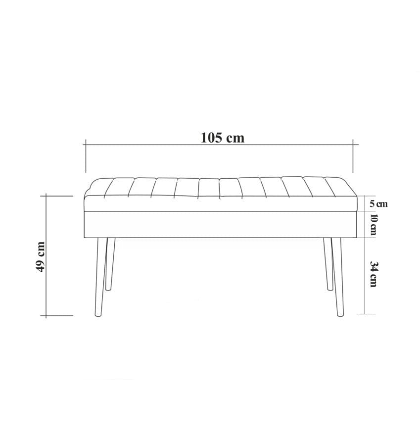 Banca tapitata cu stofa si picioare din lemn, Vina 0900 Velvet Gri / Alb, l110xA40xH50 cm (3)