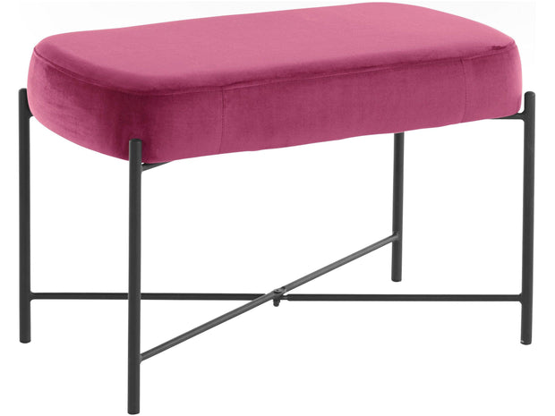 Dorel Home Banca tapitata cu stofa si picioare metalice, Berry Velvet Roz / Negru, l67xA37xH43 cm