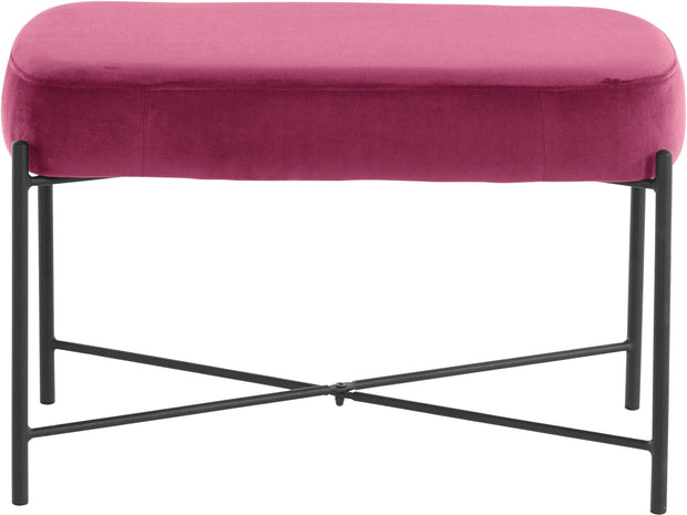 Dorel Home Banca tapitata cu stofa si picioare metalice, Berry Velvet Roz / Negru, l67xA37xH43 cm