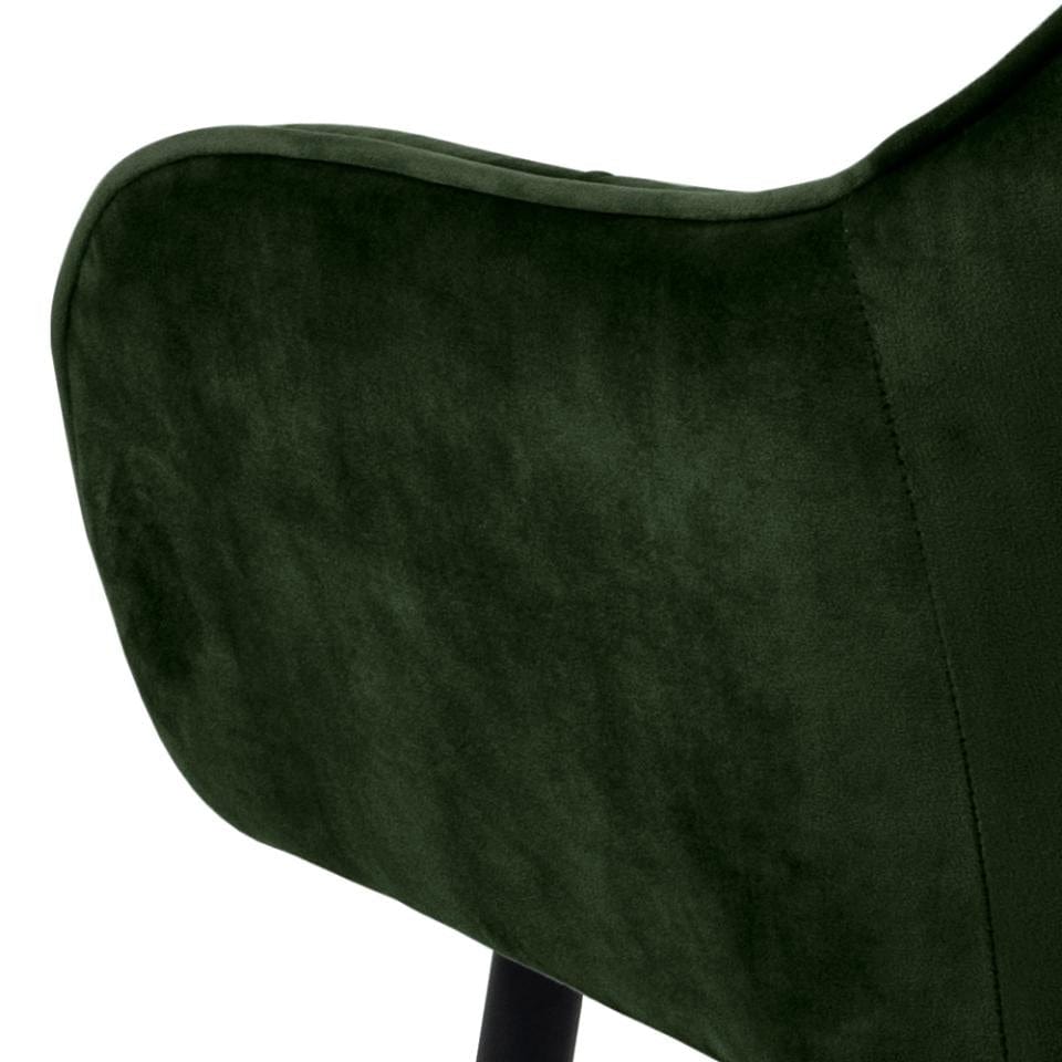 Banca tapitata cu stofa si picioare metalice, Brooke Velvet Verde Inchis / Negru, l167xA57xH84,5 cm (5)