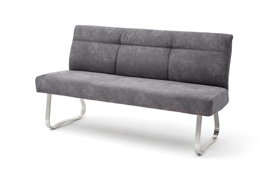 MCA Furniture Banca tapitata cu stofa si picioare metalice, Talena Antracit / Crom, l155xA66xH88 cm