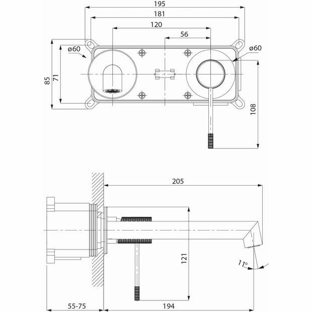 Cersanit Baterie incastrata pentru lavoar, Zen Negru, S951-597