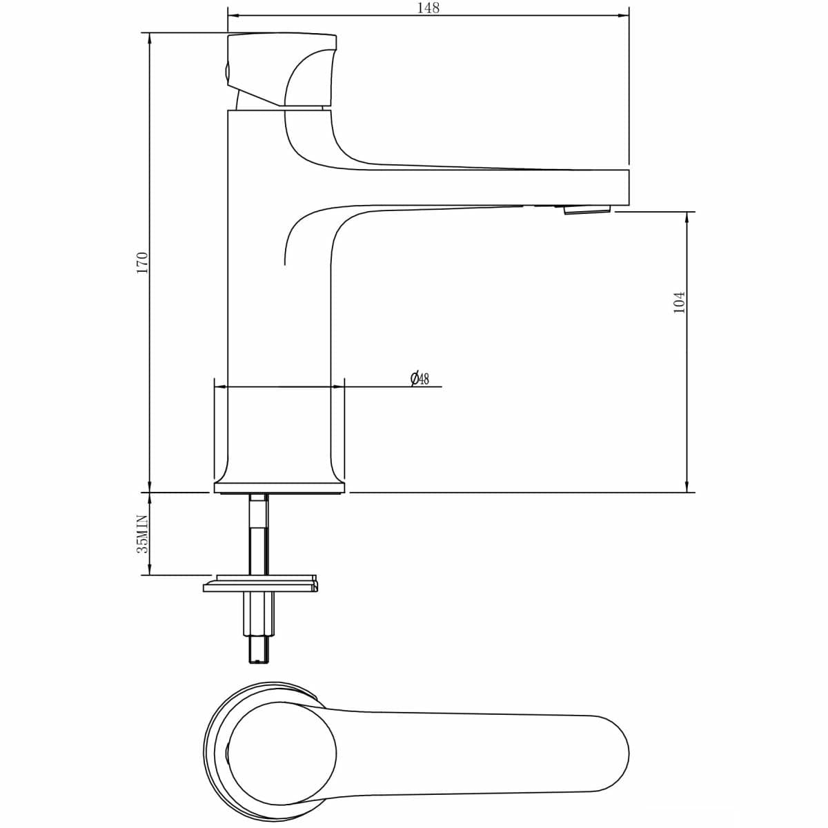 Baterie stativa pentru lavoar, Inverto Negru, S951-295 (2)