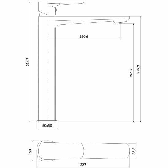 Baterie stativa pentru lavoar, Larga Auriu, S951-393 (1)