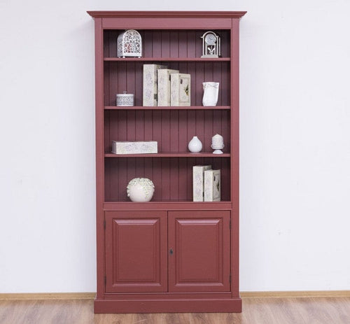 Szel Mob Biblioteca din lemn de brad, cu 2 usi, Pasy PS109 Burgundy Vopsit P029, l110xA39xH210 cm