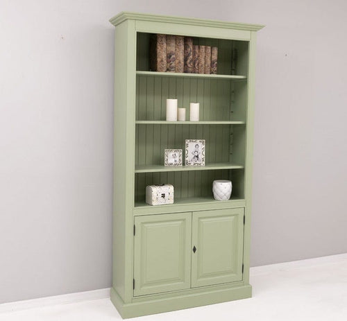 Szel Mob Biblioteca din lemn de brad, cu 2 usi, Pasy PS109 Verde Olive P054, l110xA39xH210 cm