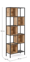 Bizzotto Biblioteca din lemn de brad si metal, Regular Small Natural / Negru, l60xA26xH158 cm