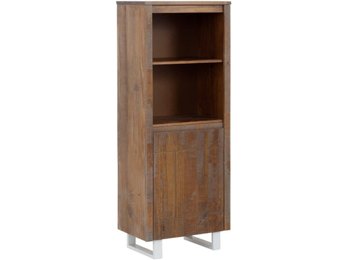 Dorel Home Biblioteca din lemn de pin si metal, cu 1 usa, Lagos Maro / Alb, L55xl35xH140 cm