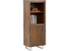 Dorel Home Biblioteca din lemn de pin si metal, cu 1 usa, Lagos Maro / Alb, L55xl35xH140 cm