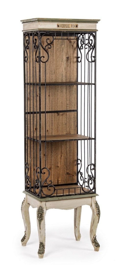 Bizzotto Biblioteca din lemn de pin si metal, Liverpool Natural / Ivoir, l46,2xA33xH159,5 cm
