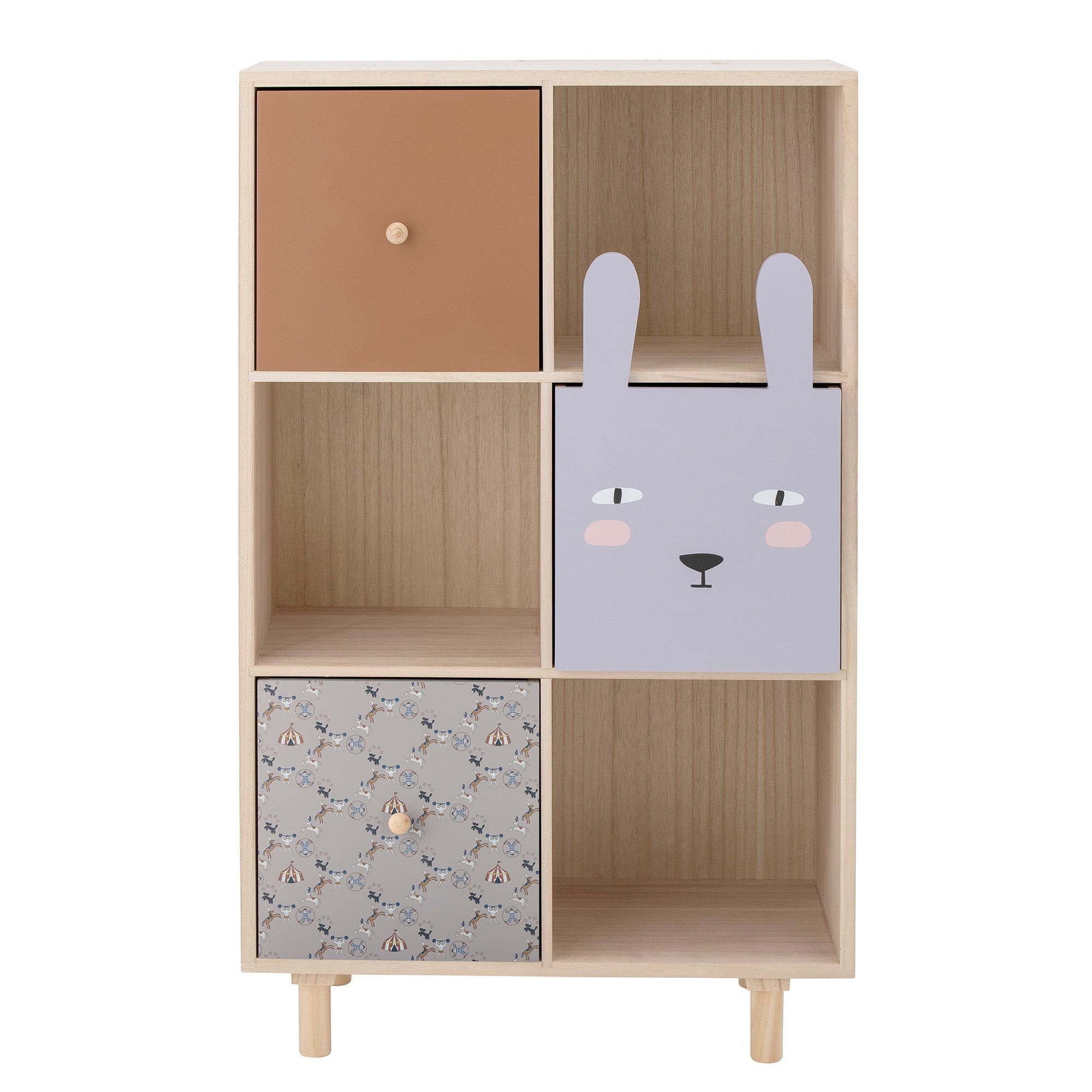 Bloomingville Biblioteca din lemn, MDF si pal, pentru copii, Calle Natural, l55xA28xH89.5 cm