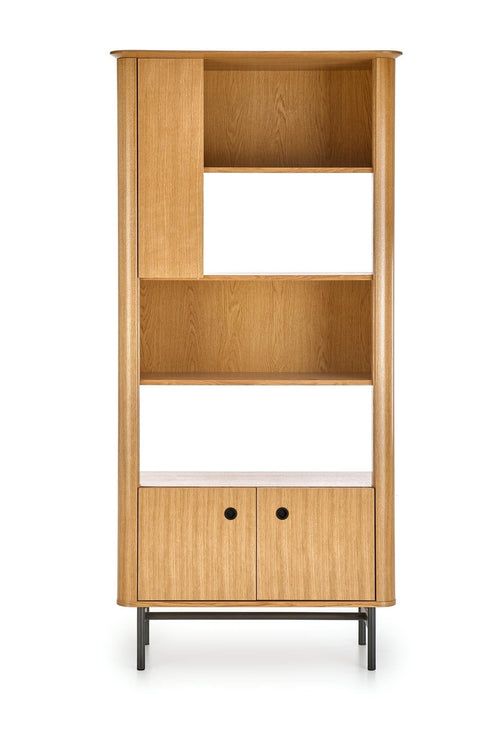 Halmar Biblioteca din MDF, furnir, pal si metal, cu 2 usi, Samart REG-1 Stejar / Negru, l97xA37xH196 cm