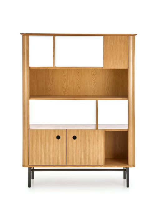 Halmar Biblioteca din MDF, furnir, pal si metal, cu 2 usi, Samart REG-2 Stejar / Negru, l117xA37xH153 cm