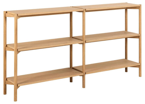 Actona Biblioteca din MDF si lemn, Braidwood Natural / Stejar, l169xA30xH88,4 cm