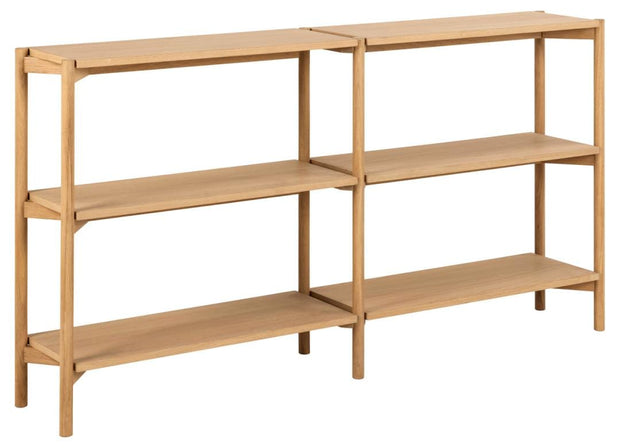 Actona Biblioteca din MDF si lemn, Braidwood Natural / Stejar, l169xA30xH88,4 cm