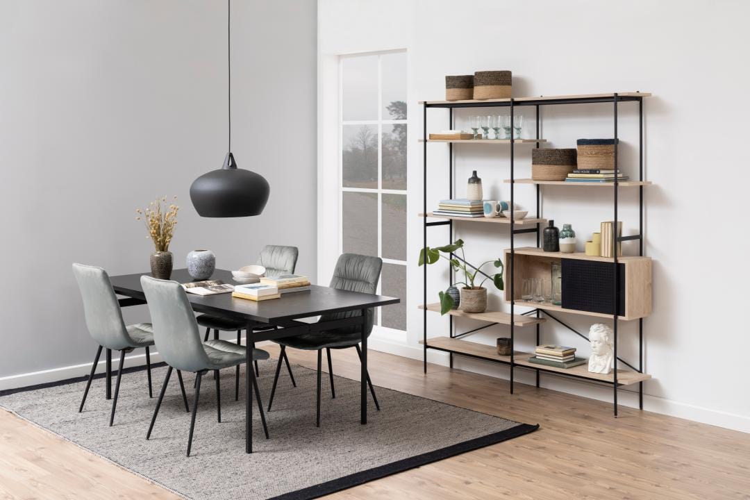 Actona Biblioteca din MDF si metal, cu 1 usa, Angus 1D Natural / Negru, l172xA27xH188 cm