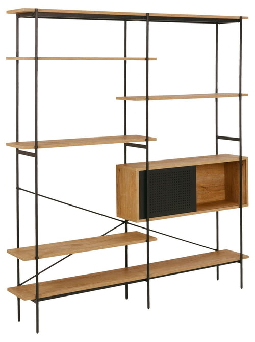 Actona Biblioteca din MDF si metal, cu 1 usa, Angus Natural / Negru, l172xA27xH188 cm