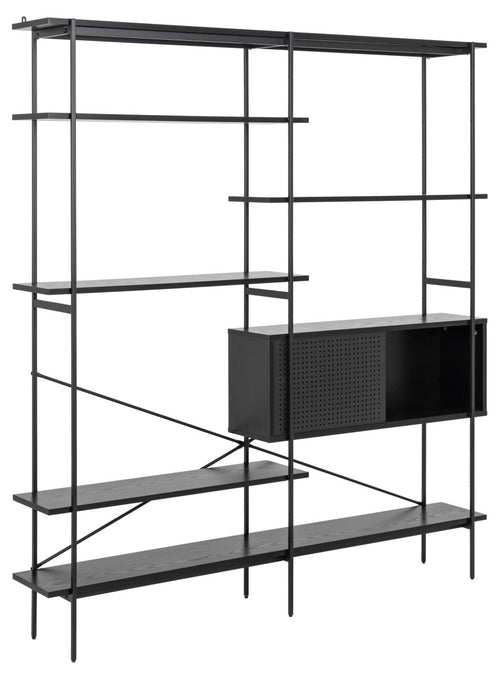 Actona Biblioteca din MDF si metal, cu 1 usa, Angus Negru, l172xA27xH188 cm