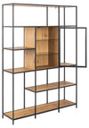 Actona Biblioteca din MDF si metal, cu 1 usa, Seaford Natural / Negru, l135xA35xH185 cm