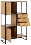 Actona Biblioteca din MDF si metal, cu 3 sertare si 2 usi, Swindon Natural / Negru, l85xA40xH141 cm