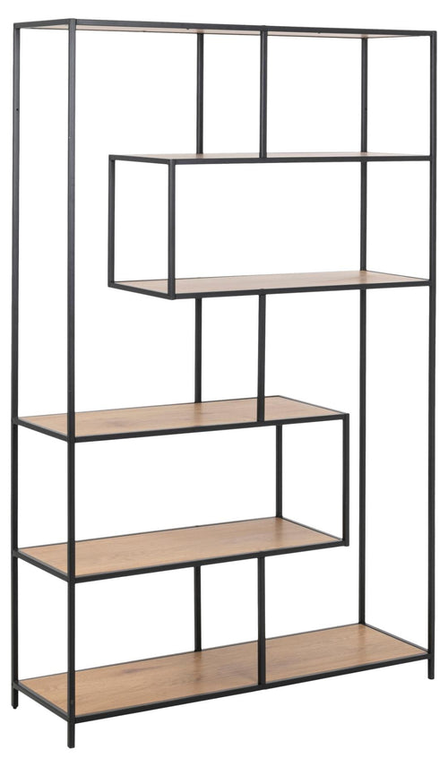 Actona Biblioteca din MDF si metal, Seaford Natural / Negru, l114xA35xH185 cm