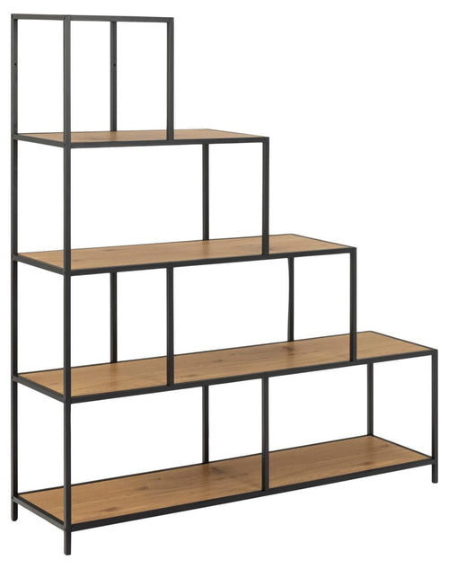 Actona Biblioteca din MDF si metal, Seaford Natural / Negru, l135xA35xH150 cm