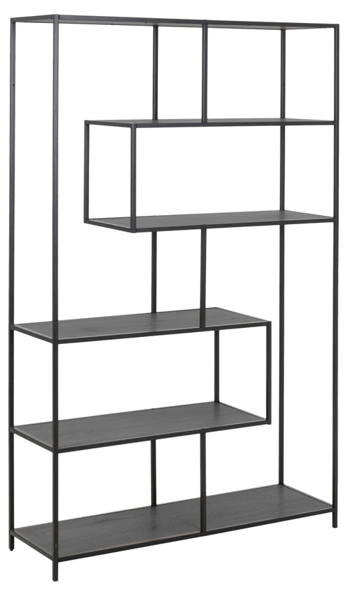 Actona Biblioteca din MDF si metal, Seaford Negru, l114xA35xH185 cm