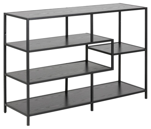 Actona Biblioteca din MDF si metal, Seaford Negru, l114xA35xH78 cm