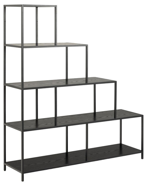 Actona Biblioteca din MDF si metal, Seaford Negru, l135xA35xH150 cm