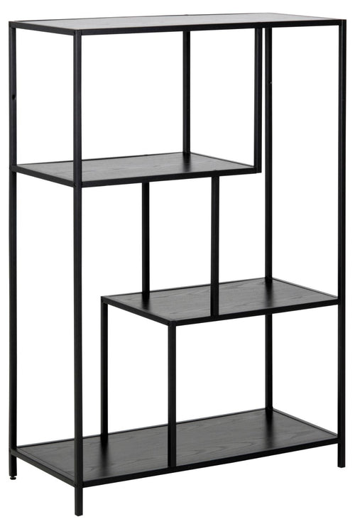 Actona Biblioteca din MDF si metal, Seaford Negru, l77xA35xH114 cm