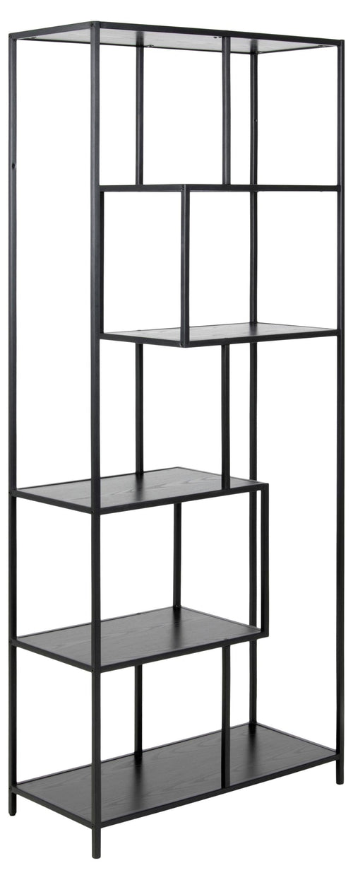 Actona Biblioteca din MDF si metal, Seaford Negru, l77xA35xH185 cm