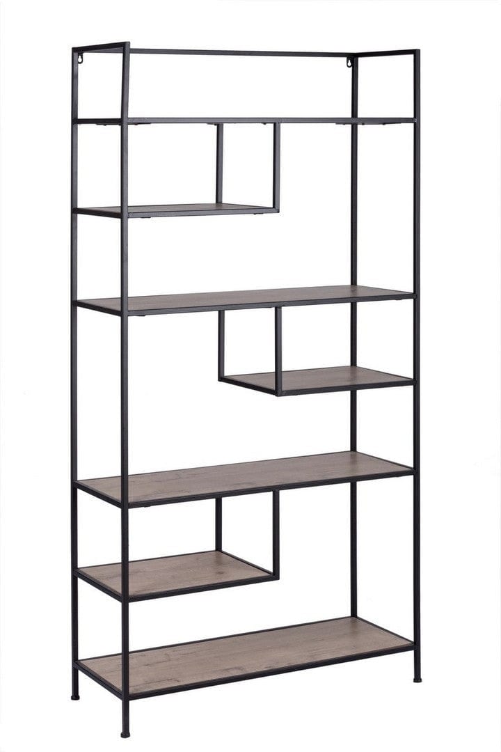 Bizzotto Biblioteca din MDF si metal, Shape Large Natural / Negru, l80xA30xH162 cm