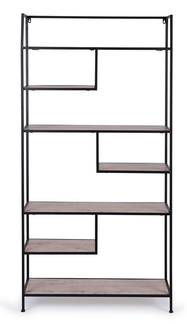 Bizzotto Biblioteca din MDF si metal, Shape Large Natural / Negru, l80xA30xH162 cm