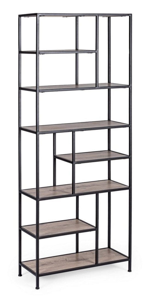 Biblioteca din MDF si metal, Shape Medium Natural / Negru, l60xA25xH153 cm