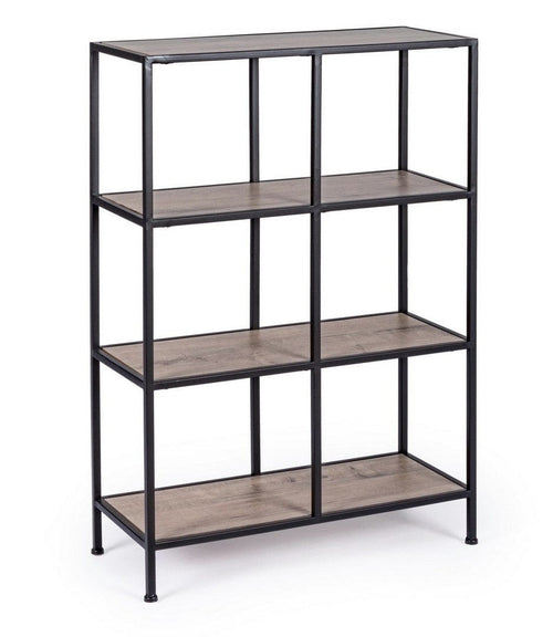 Biblioteca din MDF si metal, Shape Small Natural / Negru, l60xA25xH90 cm