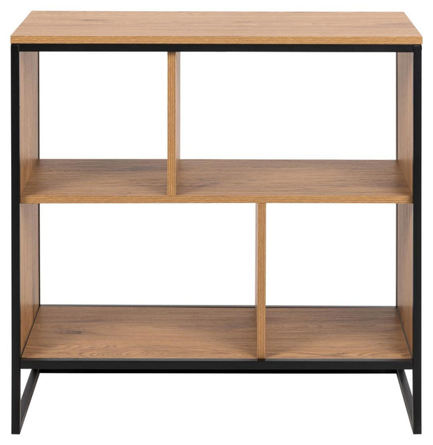 Actona Biblioteca din MDF si metal, Swindon Natural / Negru, l77xA35xH79,5 cm