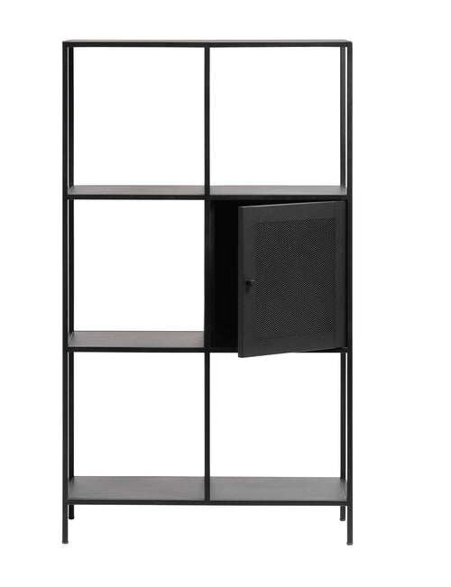 Unique Furniture A/S Biblioteca din metal, cu 1 usa, Malibu Negru, l80xA35xH138 cm