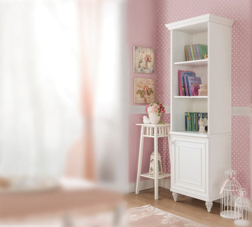 Biblioteca din pal cu 1 usa, pentru copii si tineret, Romantica Small Alb, l52xA42xH185 cm - SomProduct Romania