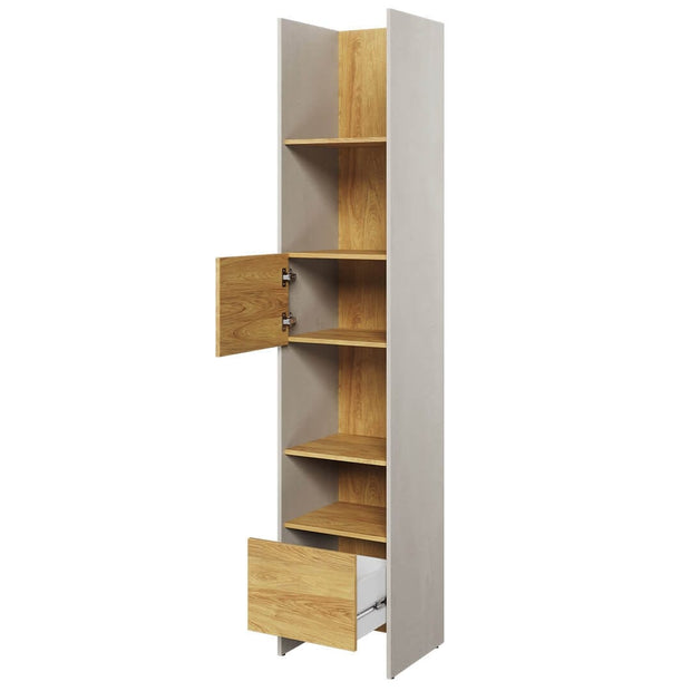 Lenart Biblioteca din pal cu 1 usa si 1 sertar, pentru copii si tineret, Teen Flex TF02 Gri / Natural, l44xA40xH218 cm