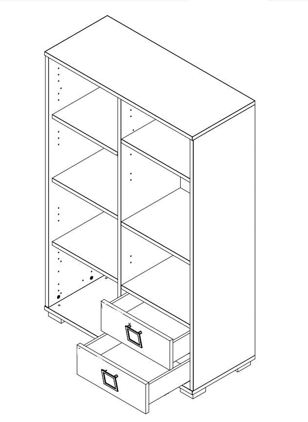 Jela Biblioteca din pal cu 2 sertare si 1 usa, pentru copii, Kiki K12 Alb, l86xA37xH134 cm