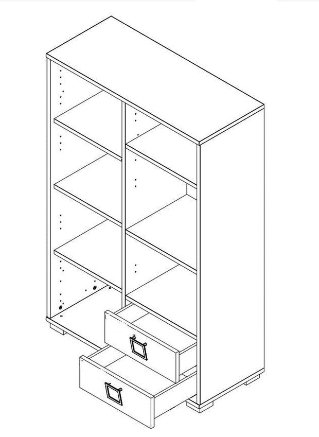 Jela Biblioteca din pal cu 2 sertare si 1 usa, pentru copii, Kiki K12 Alb, l86xA37xH134 cm