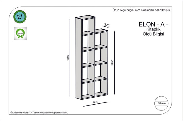 Biblioteca din pal, Elon Alb, l65,4xA22xH160,8 cm - SomProduct Romania