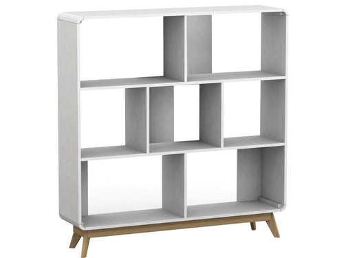 Dorel Home Biblioteca din pal si MDF, Cassie Alb / Stejar, L122xl29xH126 cm