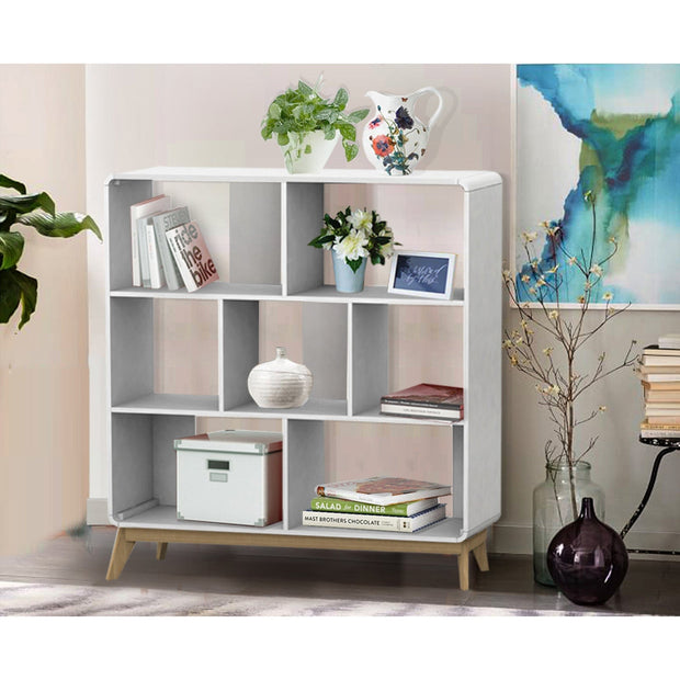 Dorel Home Biblioteca din pal si MDF, Cassie Alb / Stejar, L122xl29xH126 cm