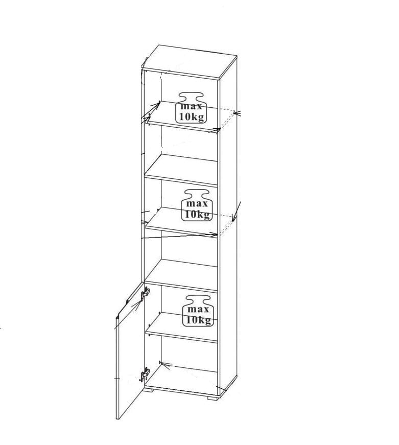 Szynaka Biblioteca din pal si MDF cu 1 usa Big Gabrielle 12 Alb, l50xA35xH216 cm